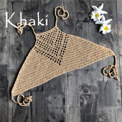 Hand Crochet Beach Bikini Hollow Sexy Beach Braid Wrapped Chest Halter Bikini Underwear