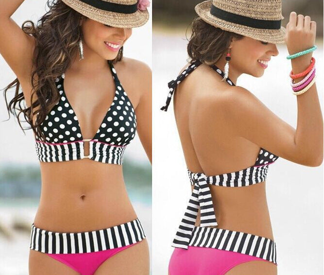 Polka Dot Print Fashion Bikini Women's Split Swimsuit