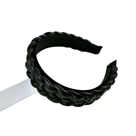 New Net Red Leather Braided Headband  Candy-Colored Braid Hairpin  Pressed Hair Pu Headband For Women