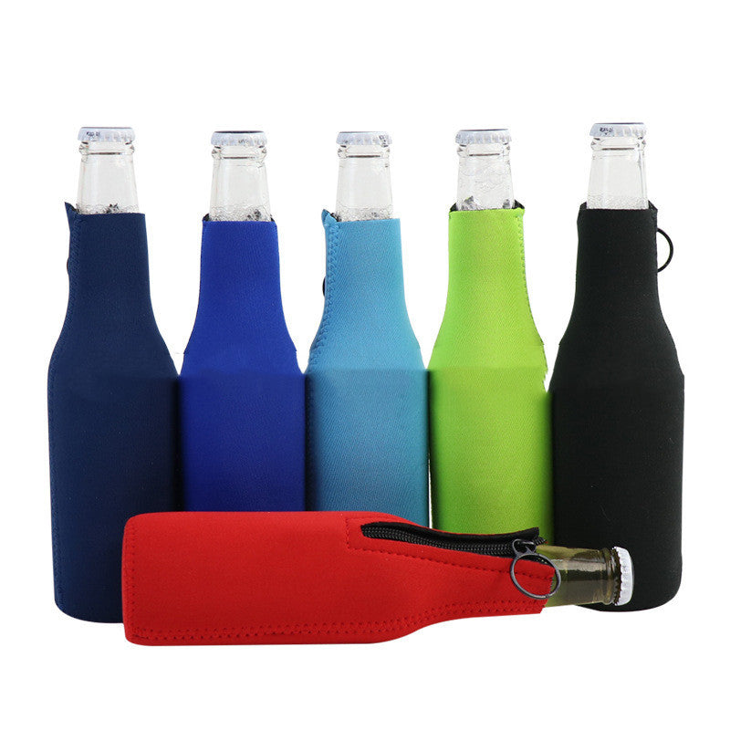 Neoprene Beer Bottle Protective Bottle Cooler Custom Neoprene Red Wine Cooler 330ML Zipper Cooler