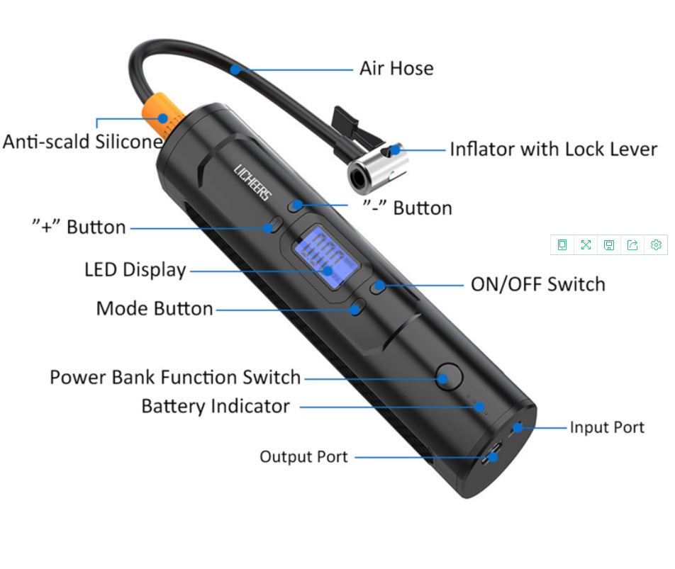 Wireless Air Pump, Car Tire Portable Air Pump With Digital Display, Multi-Function Car Wireless Air Pump