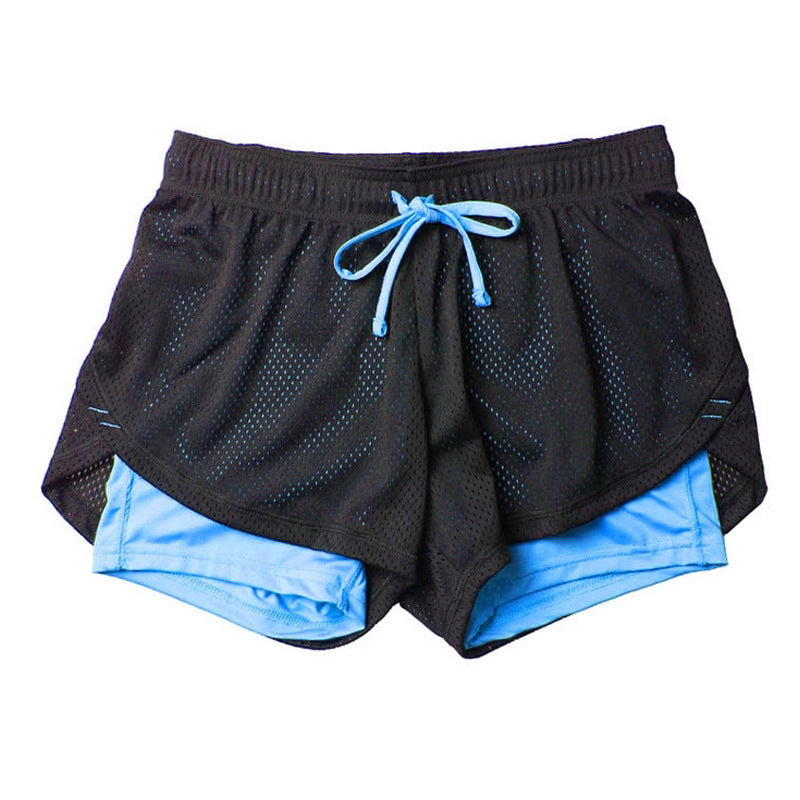 The New Drawstring Fake Two-Piece Running Training Quick-Drying Yoga Shorts Mesh