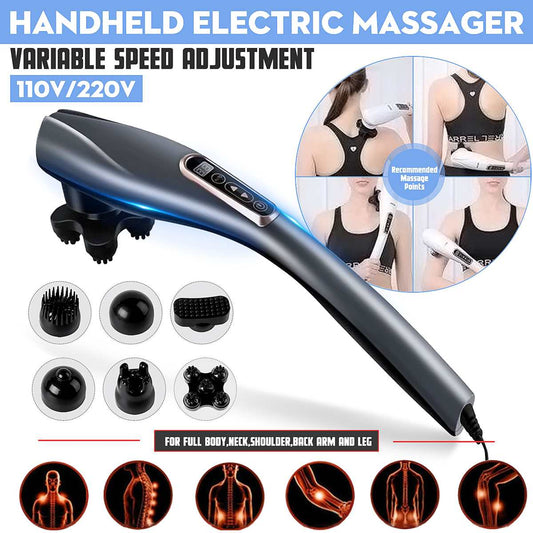 Electric Handheld Massager 6 Head Body Kneading Vibrating Massager Therapy Machine