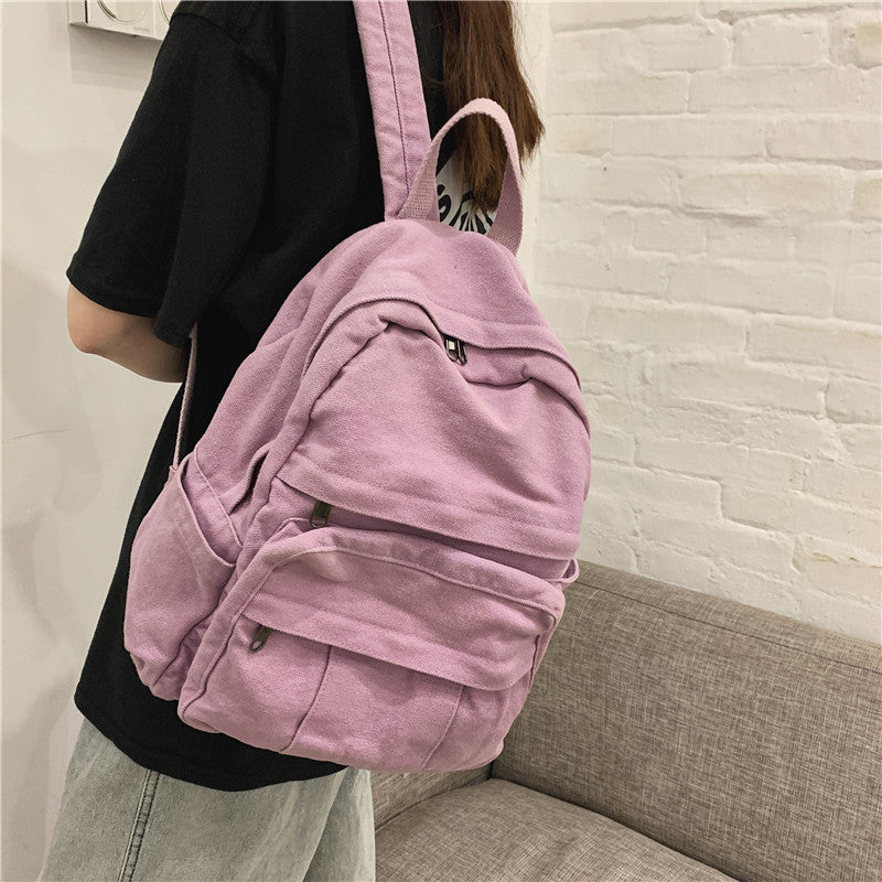 Student Backpack Female European And American Fashion Washed Rucksack