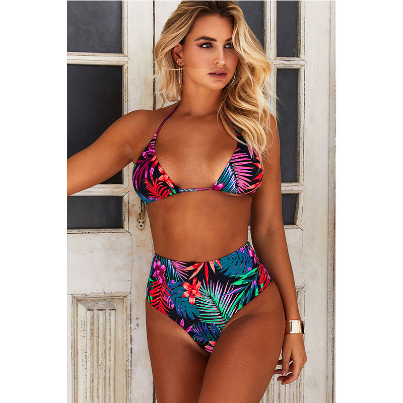 Sexy High Waist Split Swimsuit Women European And American Split High Waist Bikini