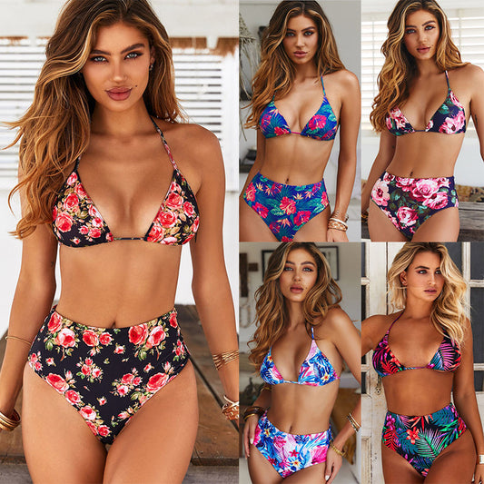 Sexy High Waist Split Swimsuit Women European And American Split High Waist Bikini