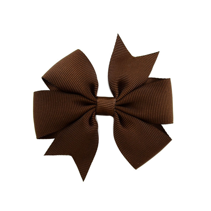 V-Shaped Ribbed Ribbon Hairpin Solid Color Bow Hairpin Children'S Headdress