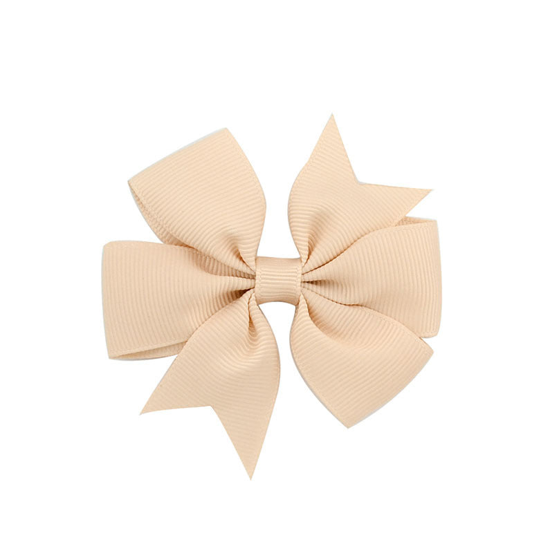 V-Shaped Ribbed Ribbon Hairpin Solid Color Bow Hairpin Children'S Headdress