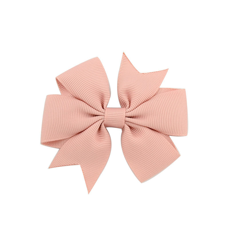 V-Shaped Ribbed Ribbon Hairpin Solid Color Bow Hairpin Children'S Headdress