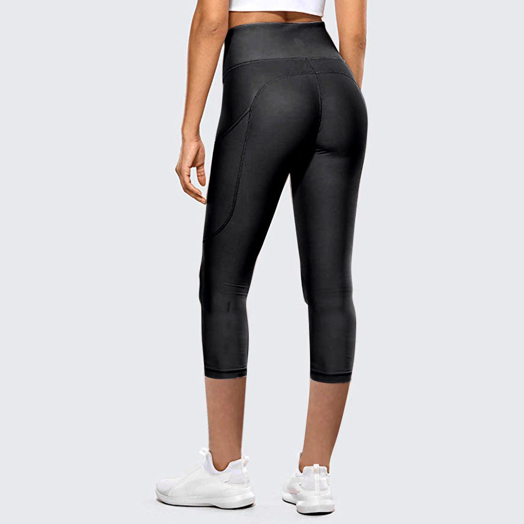 High-Waist-Hüfthebe-Yogahose mit verkürzter Länge für Damen, Leggings für Sport und Fitness im Freien