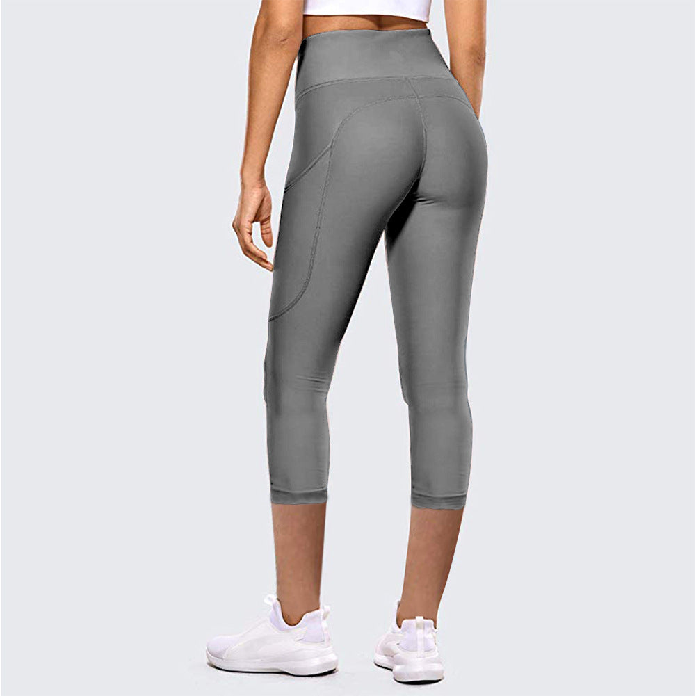 High-Waist-Hüfthebe-Yogahose mit verkürzter Länge für Damen, Leggings für Sport und Fitness im Freien