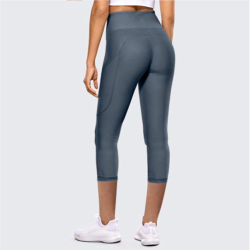 High-Waist-Hüfthebe-Yogahose mit verkürzter Länge für Damen, Leggings für Sport und Fitness im Freien