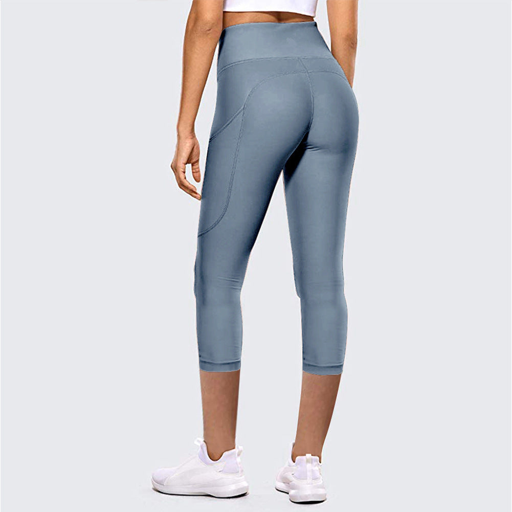 High-Waist-Hüfthebe-Yogahose mit verkürzter Länge für Damen, Leggings für Sport und Fitness im Freien