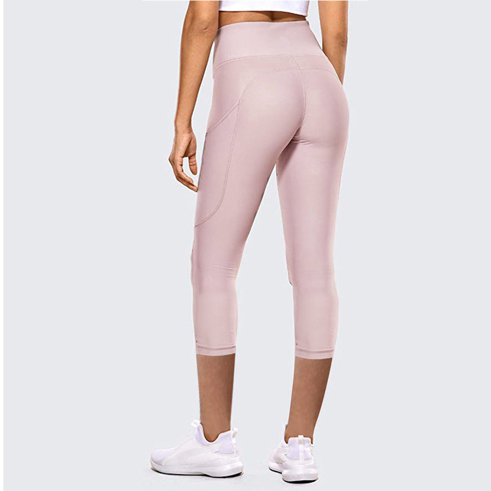 High-Waist-Hüfthebe-Yogahose mit verkürzter Länge für Damen, Leggings für Sport und Fitness im Freien