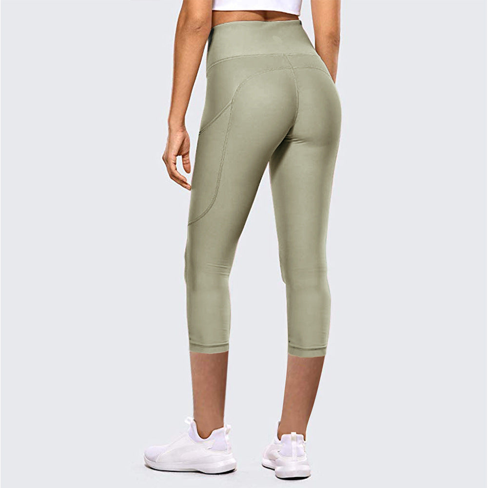 High-Waist-Hüfthebe-Yogahose mit verkürzter Länge für Damen, Leggings für Sport und Fitness im Freien