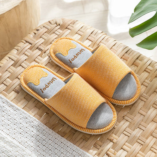 LinenLuxe: Home platform slippers with a touch of natural elegance.