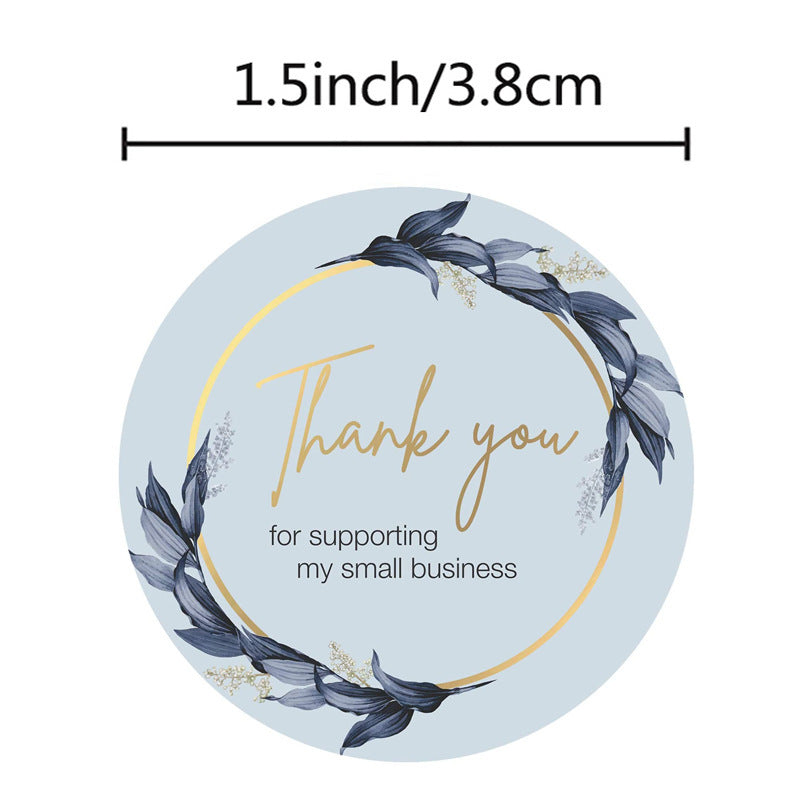 Thank You Stickers For Small Business 500Pcs 1.5  Circle Blue Flower Bunch Decorative Seal Labels For Gift Wrapping, Shipping