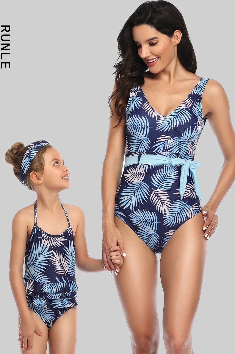 Digital Print One-piece Parent-child Swimsuit Amazon Foreign Trade Bikini Xing Cheng Swimsuit