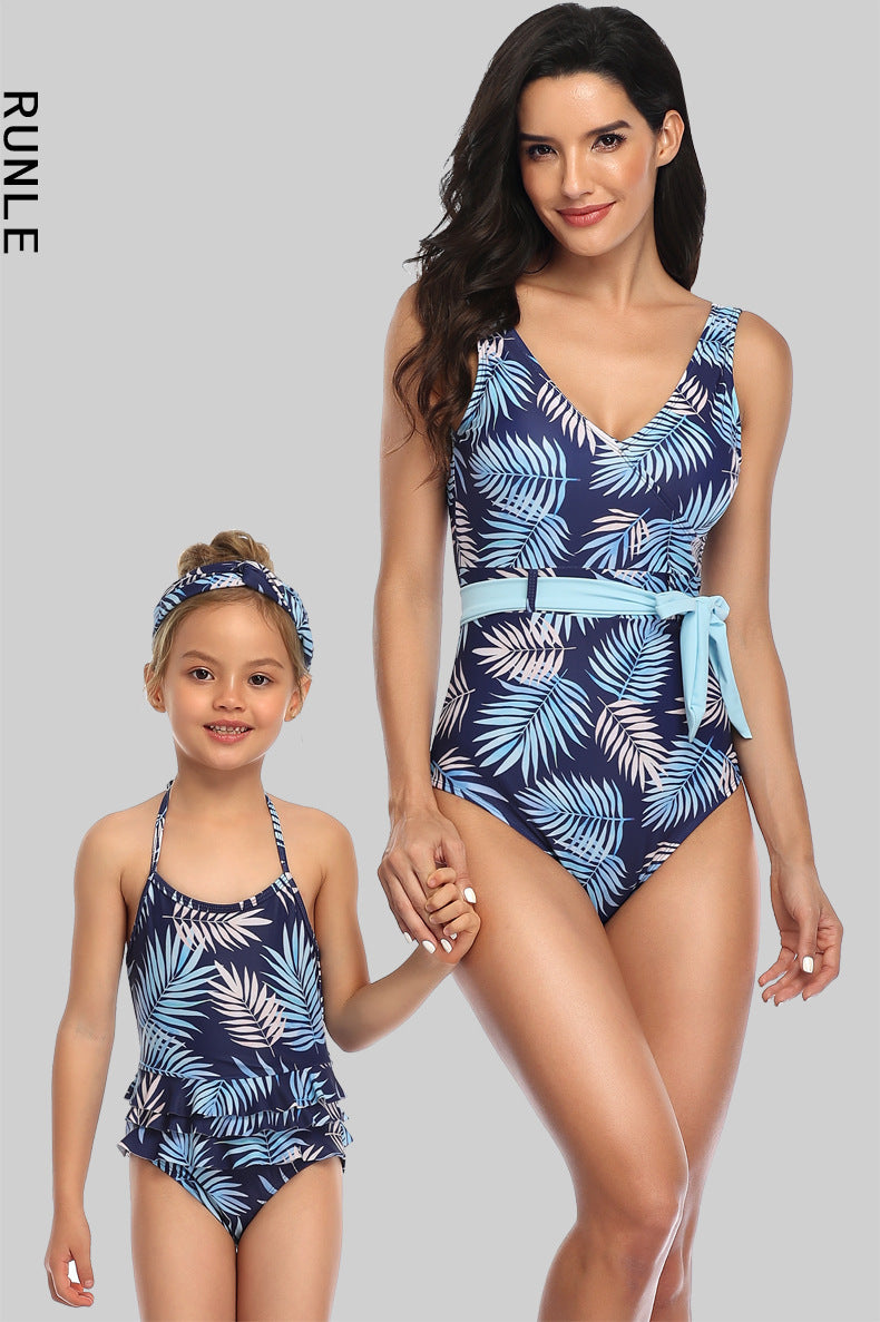 Digital Print One-piece Parent-child Swimsuit Amazon Foreign Trade Bikini Xing Cheng Swimsuit