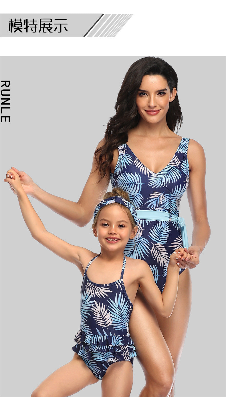 Digital Print One-piece Parent-child Swimsuit Amazon Foreign Trade Bikini Xing Cheng Swimsuit