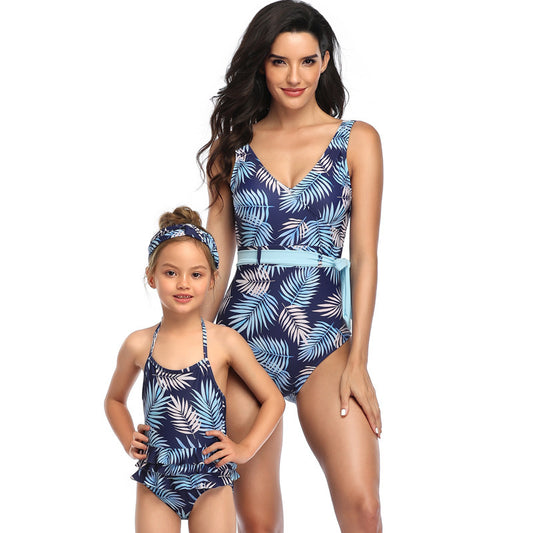 Digital Print One-piece Parent-child Swimsuit Amazon Foreign Trade Bikini Xing Cheng Swimsuit