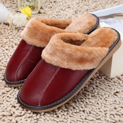 WinterWarm: New cowhide cotton slippers for couples, plush warmth in bulk.