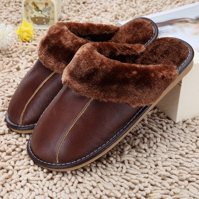 WinterWarm: New cowhide cotton slippers for couples, plush warmth in bulk.