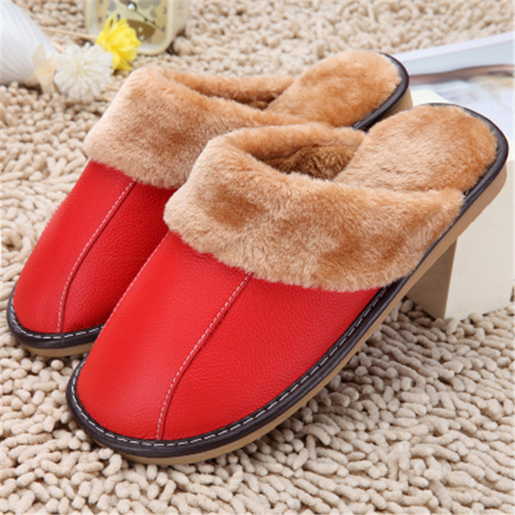 WinterWarm: New cowhide cotton slippers for couples, plush warmth in bulk.