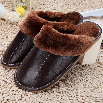 WinterWarm: New cowhide cotton slippers for couples, plush warmth in bulk.