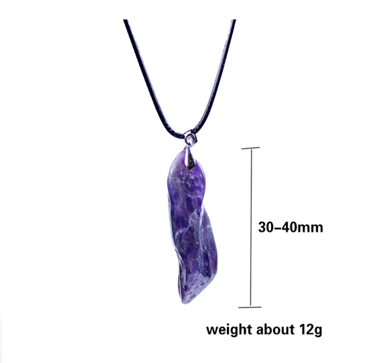 Natürlicher Fantasy Amethyst Hundezähne Anhänger Kristall Zähne Schmuck Lederband Halskette