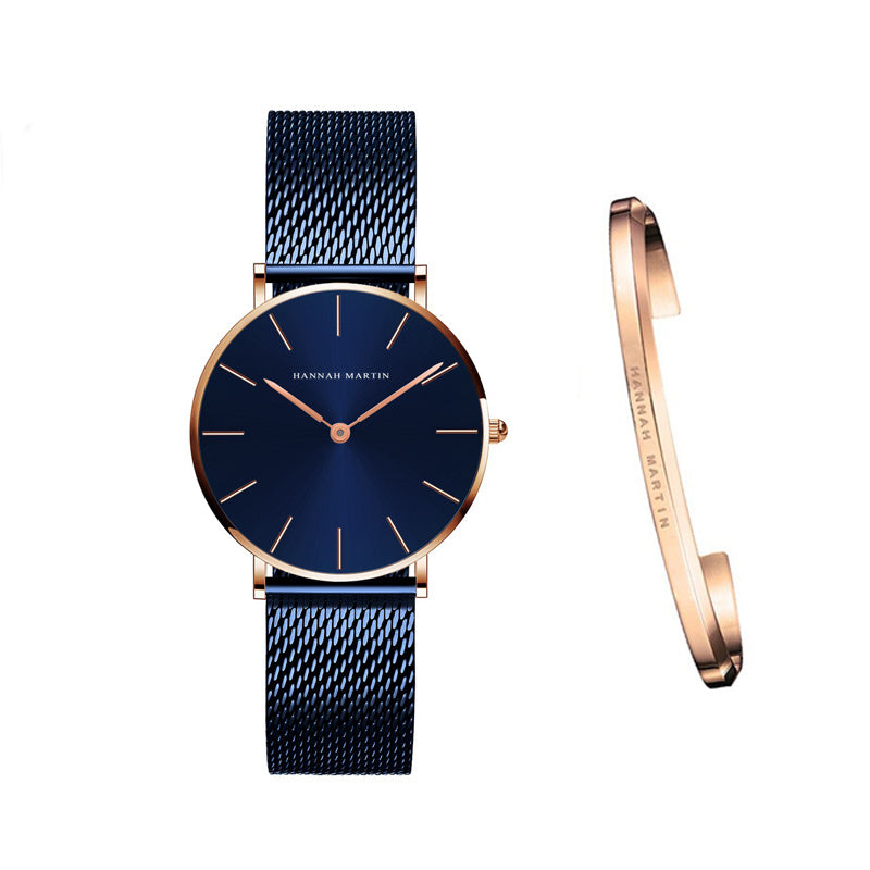 Japan Quartz Movement High Quality 36mm hannah Martin Women Stainless Steel Mesh Rose Gold Waterproof Ladies Watch