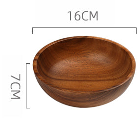 Wooden Bowl Large Solid Wood Without Lacquer Thickening Adult Acacia Wooden Bowl Set Home Adult Creative Fall-resistant Fruit Bowl