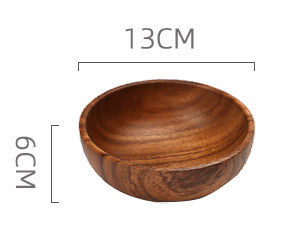 Wooden Bowl Large Solid Wood Without Lacquer Thickening Adult Acacia Wooden Bowl Set Home Adult Creative Fall-resistant Fruit Bowl