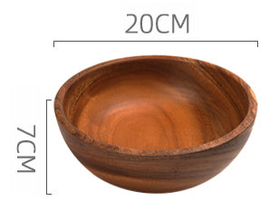 Wooden Bowl Large Solid Wood Without Lacquer Thickening Adult Acacia Wooden Bowl Set Home Adult Creative Fall-resistant Fruit Bowl