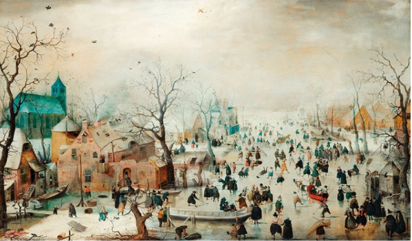 Winter Landscape with Ice Skaters - DIY Painting By Numbers Kit