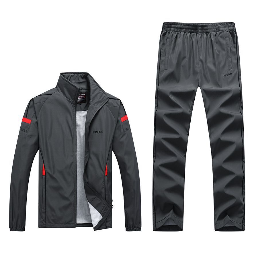 Spring And Autumn New Men'S Casual Sports Suit Middle-Aged And Elderly Running Sportswear Two-Piece Dad Outfit