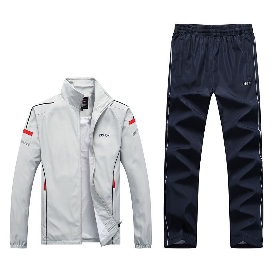 Spring And Autumn New Men'S Casual Sports Suit Middle-Aged And Elderly Running Sportswear Two-Piece Dad Outfit