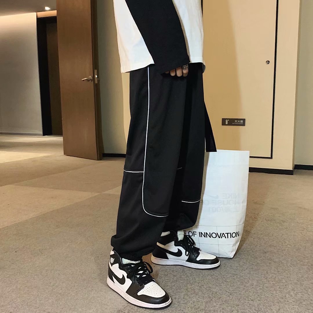 Hong Kong Style Loose Skinny Handsome Harlan Nine-point Pants Hip-hop Casual Reflective Pants