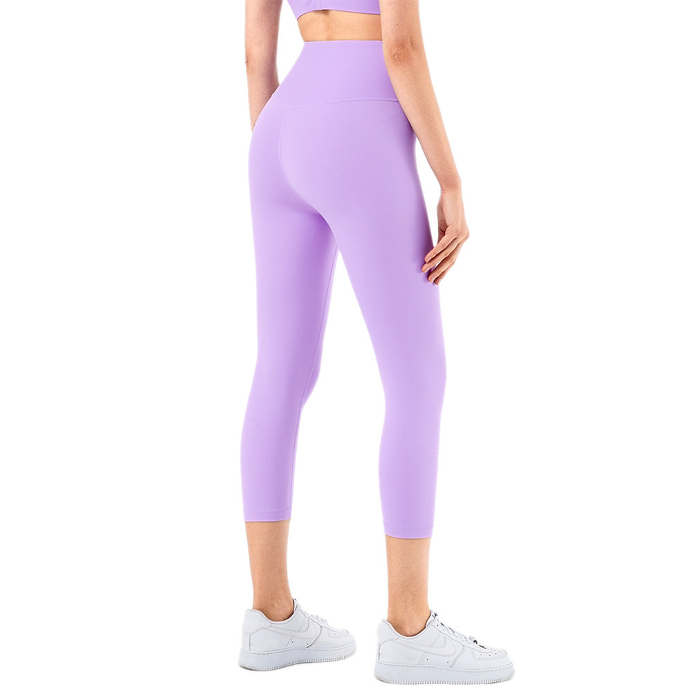 European And American New Lulu Peach Hip Yoga Pants Cross-Border No T-Line High Waist Pocket Cropped Yoga Pants Wholesale In Stock