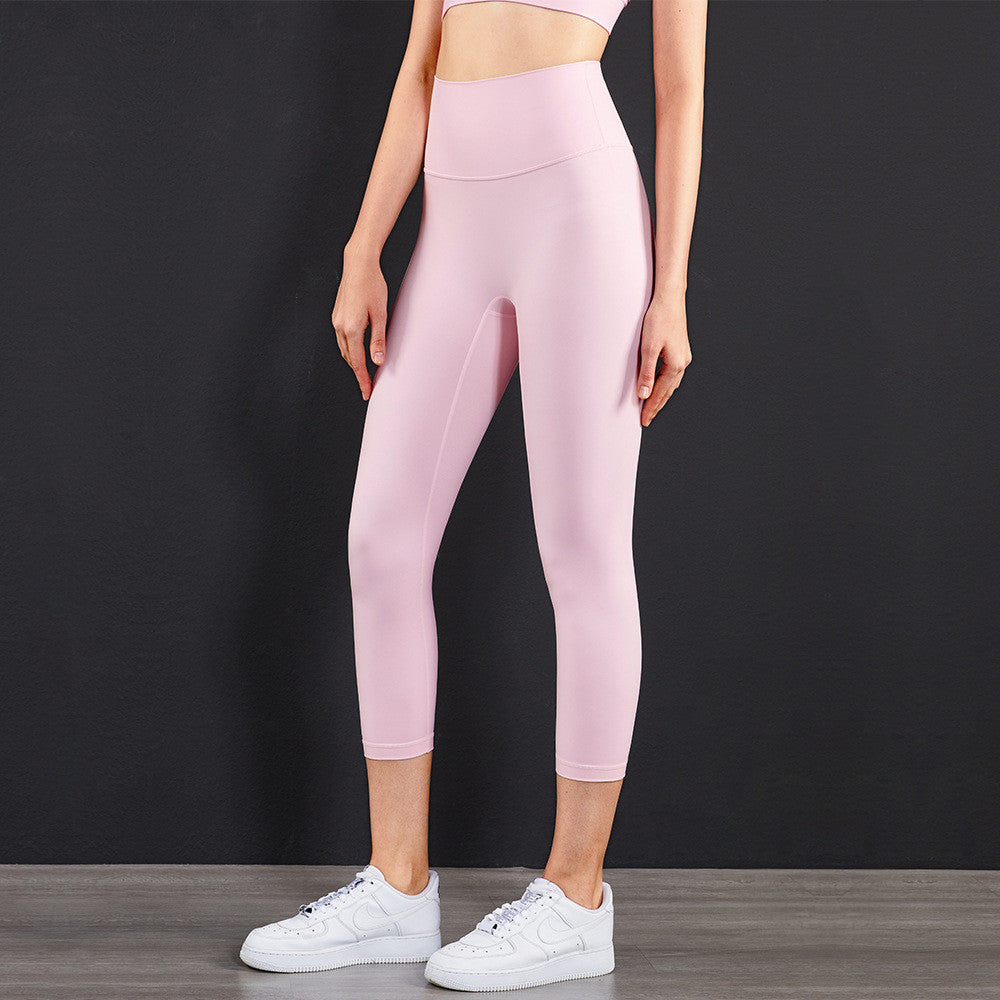 European And American New Lulu Peach Hip Yoga Pants Cross-Border No T-Line High Waist Pocket Cropped Yoga Pants Wholesale In Stock