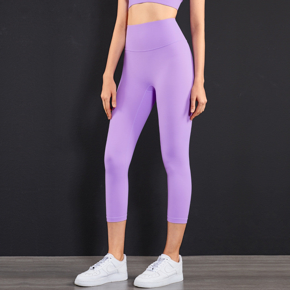 European And American New Lulu Peach Hip Yoga Pants Cross-Border No T-Line High Waist Pocket Cropped Yoga Pants Wholesale In Stock