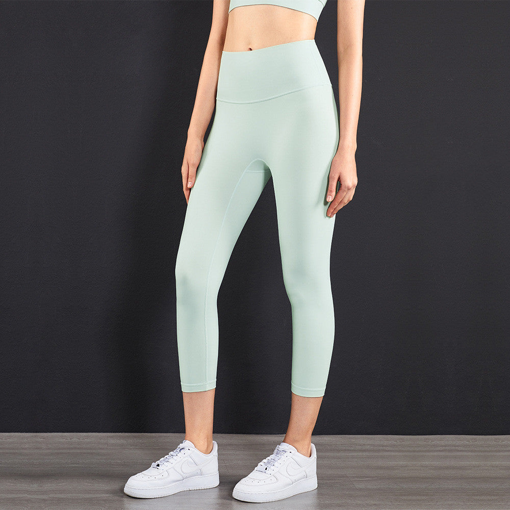 European And American New Lulu Peach Hip Yoga Pants Cross-Border No T-Line High Waist Pocket Cropped Yoga Pants Wholesale In Stock