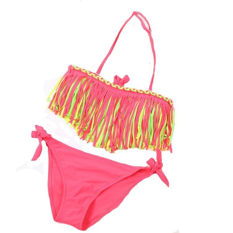 Children's Swimwear Girls Fringed Split Bikini Swimsuit