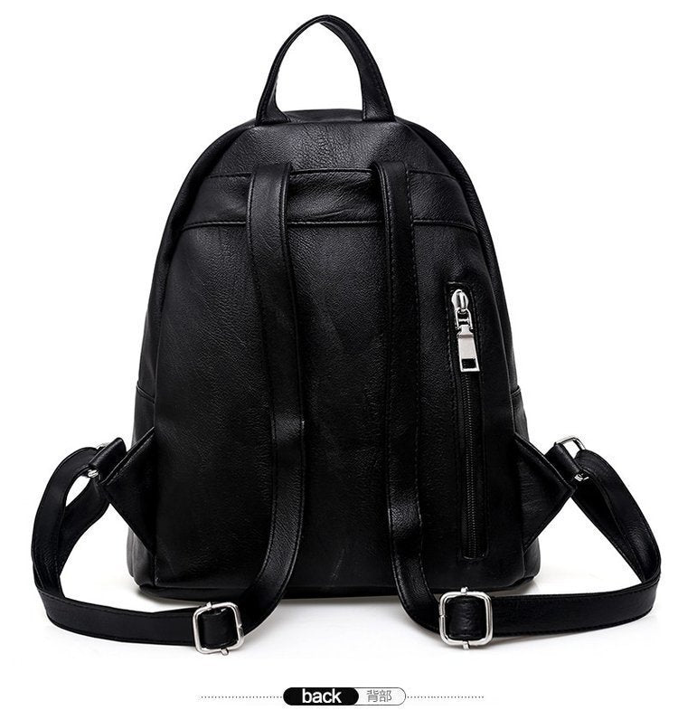 PU Leather Backpack Women Black Wateproof Rucksack Female School Bags Mochila Escolar Teenager Girls Sac a Dos Back Pack