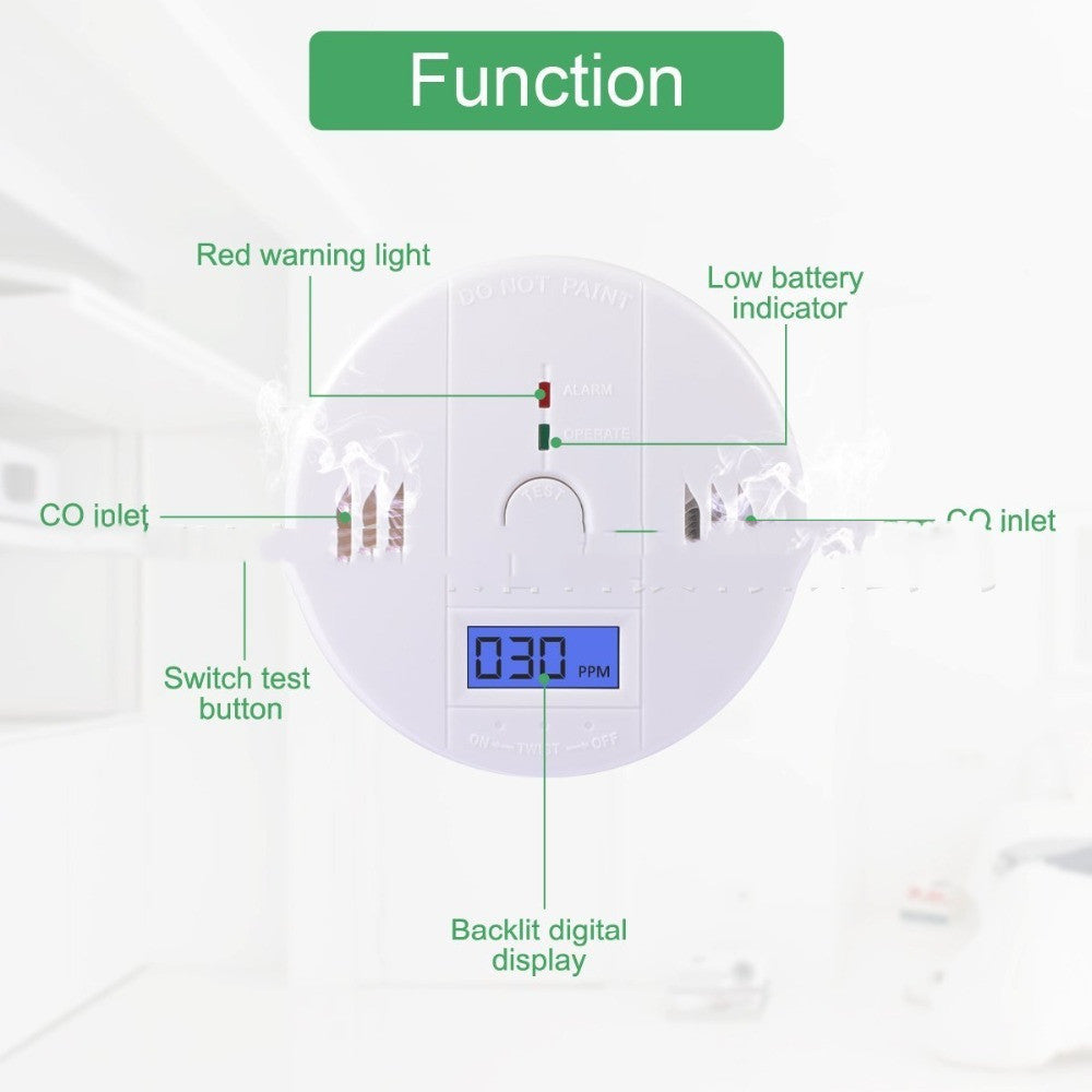 CO Gas Sensor Carbon Monoxide Poisoning Alarm Detector 85dB