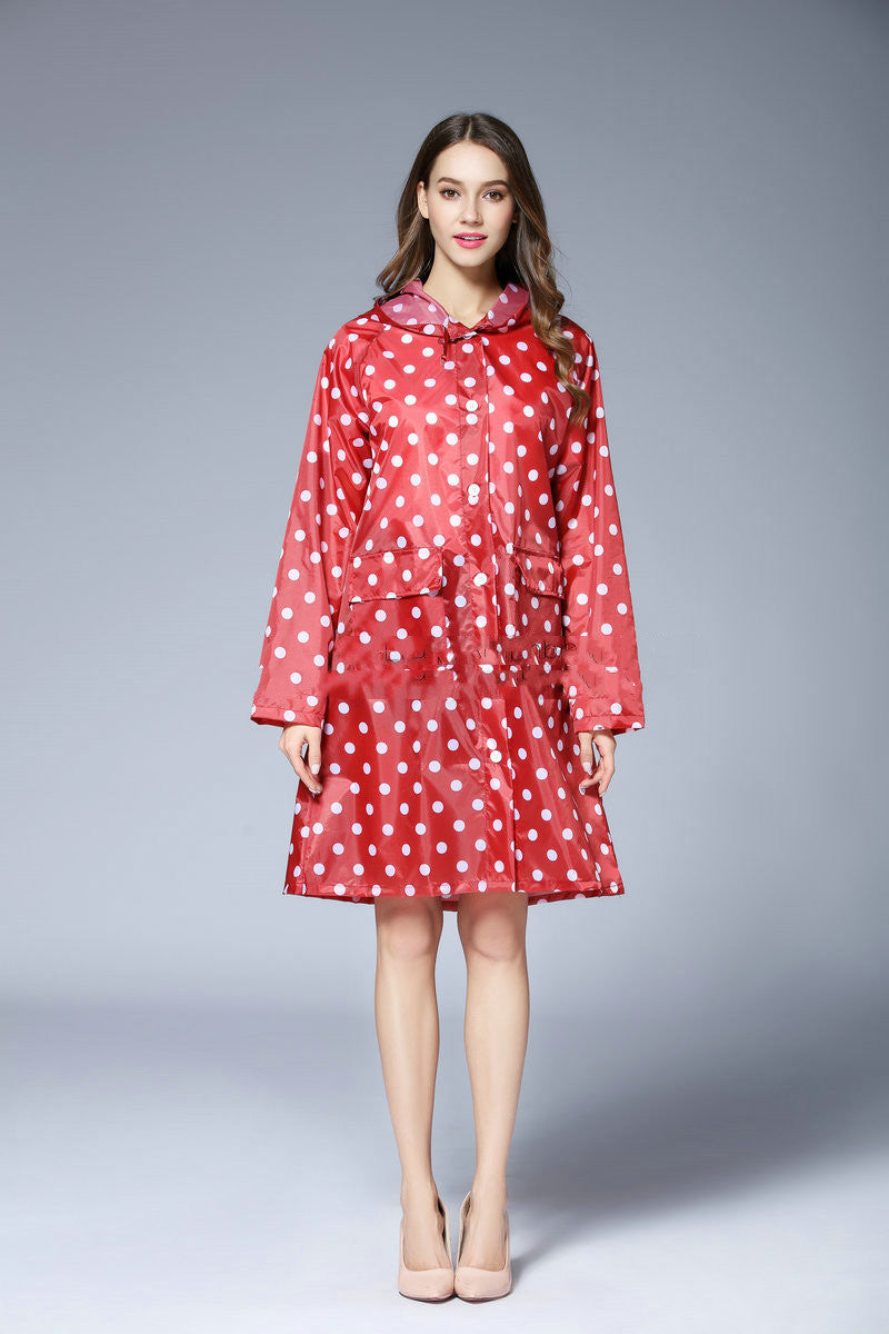 Damen Polka Dot Regenmantel Polka Dot Ultradünner atmungsaktiver langer Regenmantel