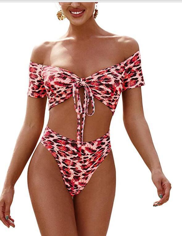 Swimsuit Bikini Leopard Print Strap High Waist Tube Top Two-piece Sexy Swimsuit Bikini