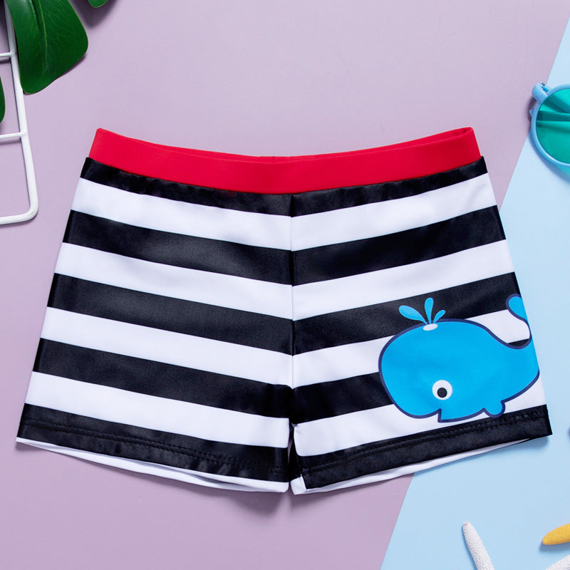 Korean Cartoon Striped Swimsuit Whale Print Swimsuit