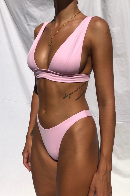 Female High Waist Split Solid Color Sexy Bikini