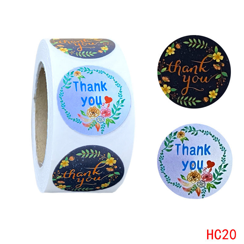 Thank Youi Round Flower Thank You Sticker Cross-border